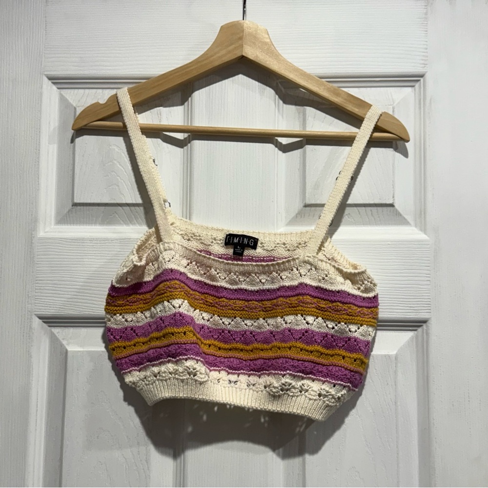 Striped Crochet Cami & Shorts Set